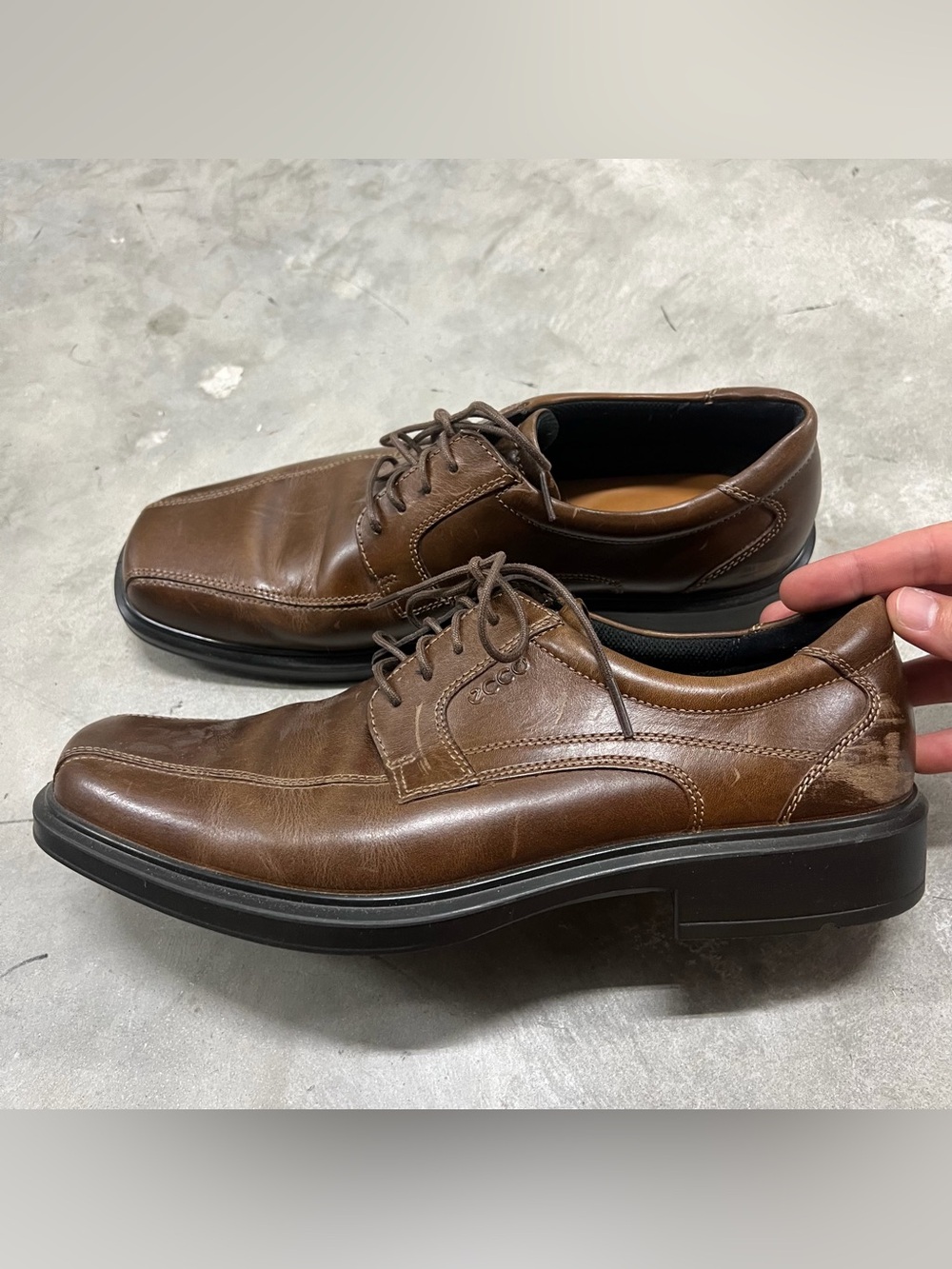 ECCO Men’s Helsinki Bike Toe Lace Up Brown Oxfords Dress Shoes EU46 US12